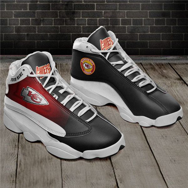 Men's Kansas City Chiefs AJ13 Series High Top Leather Sneakers 001 - Click Image to Close